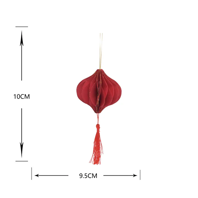 Karaca Home New Year Yılbaşı Püsküllü 3 Adet Ağaç Süsü 10x9,5 cm