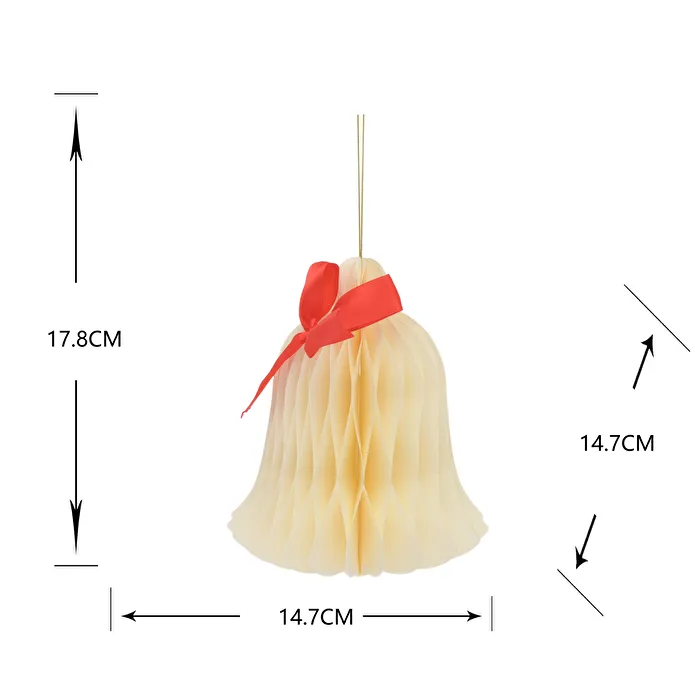Karaca Home New Year Yılbaşı Çan Şekilli 3 Adet Ağaç Süsü 14,7 x 14,7 x 17,8 cm