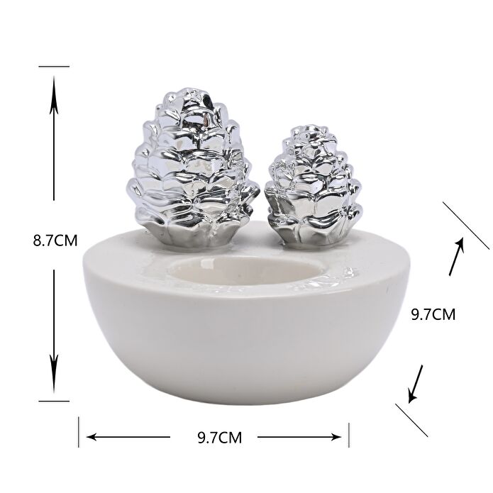 Karaca Home New Year Yılbaşı Kozalaklı Tealight Mumluk 9,7 x 9,7 x 8,7 cm