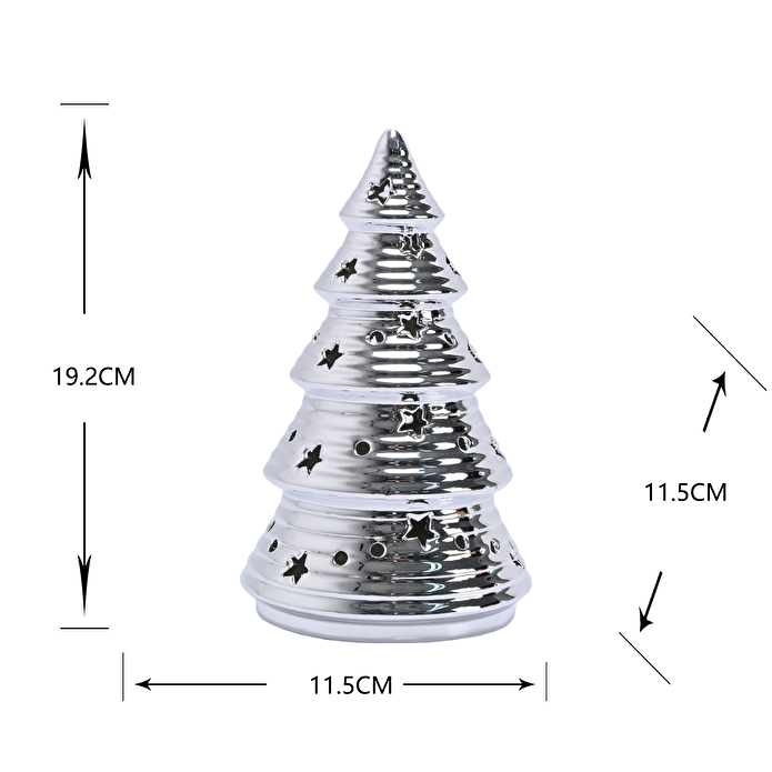 Karaca Home New Year Yılbaşı Christmas Tree Dekoratif Obje Silver 11,5 x 11,5 x 19,2 cm