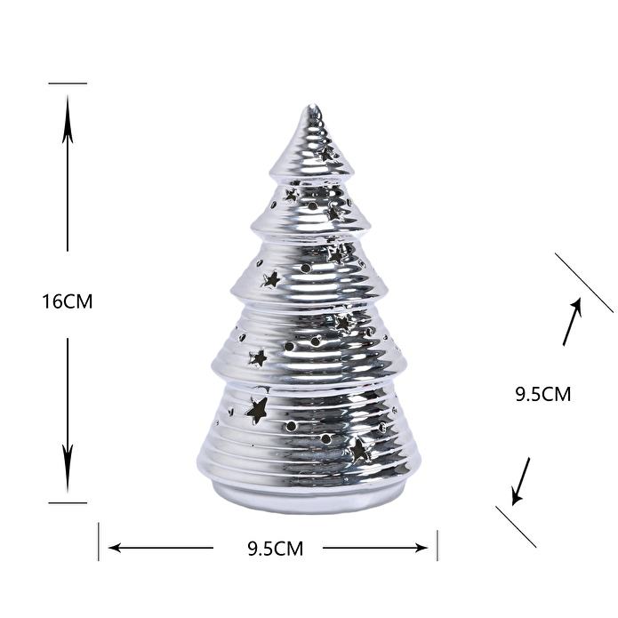 Karaca Home New Year Yılbaşı Christmas Tree Dekoratif Obje Silver 9,5 x 9,5 x 16 cm