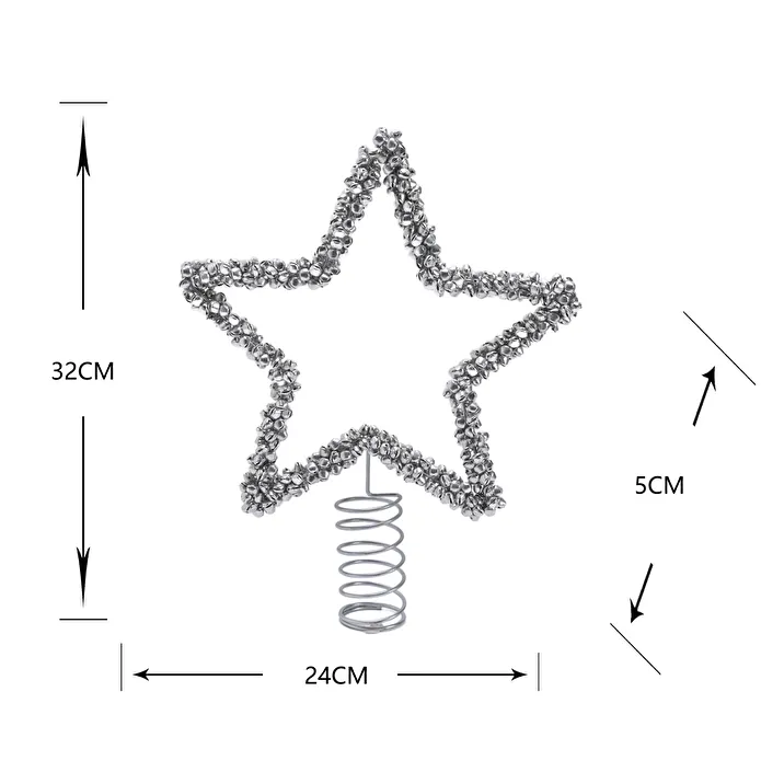Karaca Home New Year Yılbaşı Shimmering Star Ağaç Başlığı Silver