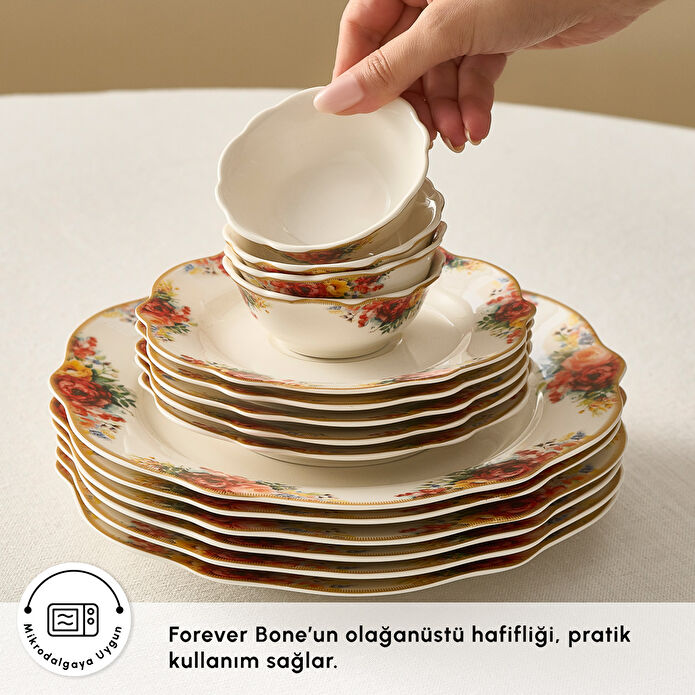 Karaca Forever Bone Amarose 26 Parça 6 Kişilik Kahvaltı Takımı