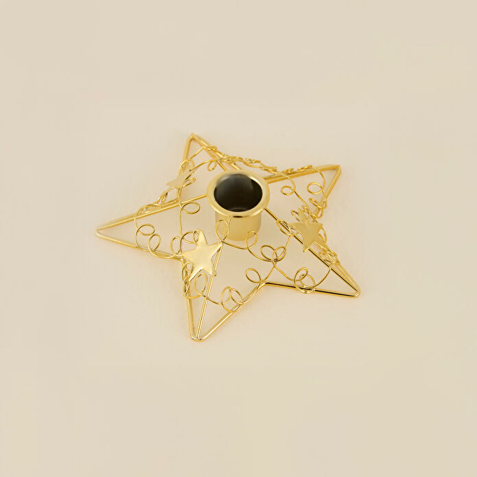 Karaca Home New Year Yılbaşı Yıldız Şekilli Şamdan Mumluk Gold