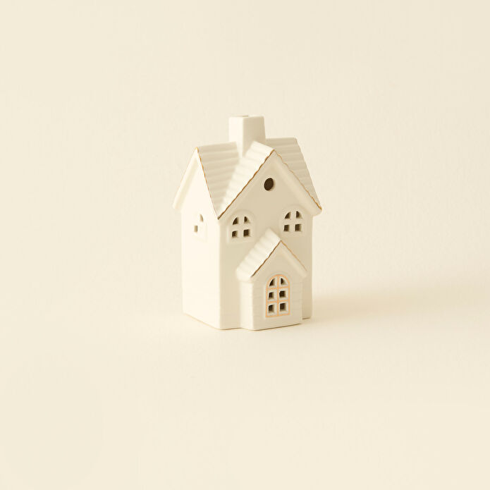 Karaca Home New Year Yılbaşı Ev Şekilli Ledli Dekoratif Obje Beyaz 8,7 x 7,8 x 14 cm