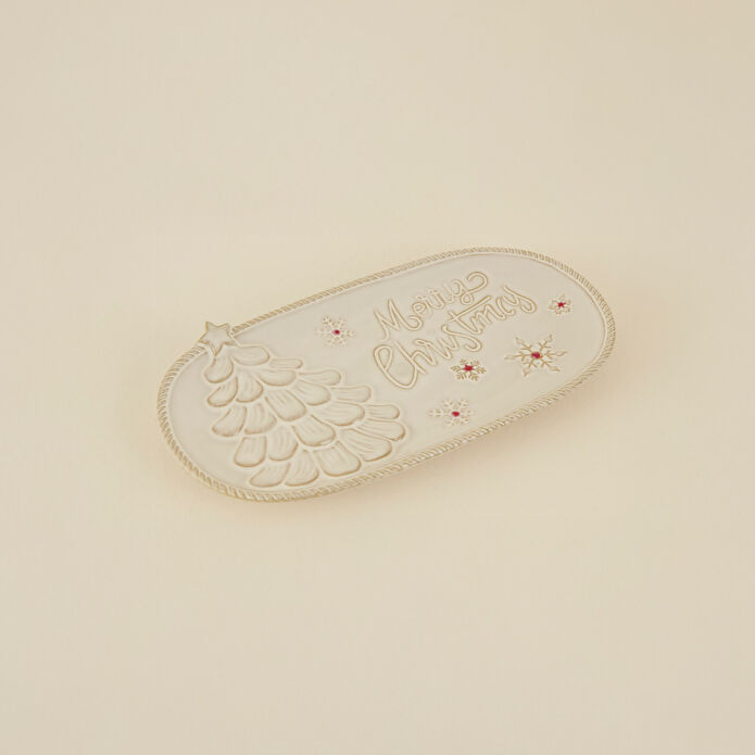 Karaca Home New Year Yılbaşı Merry Christmas Dekoratif Tabak 31x17x3 cm
