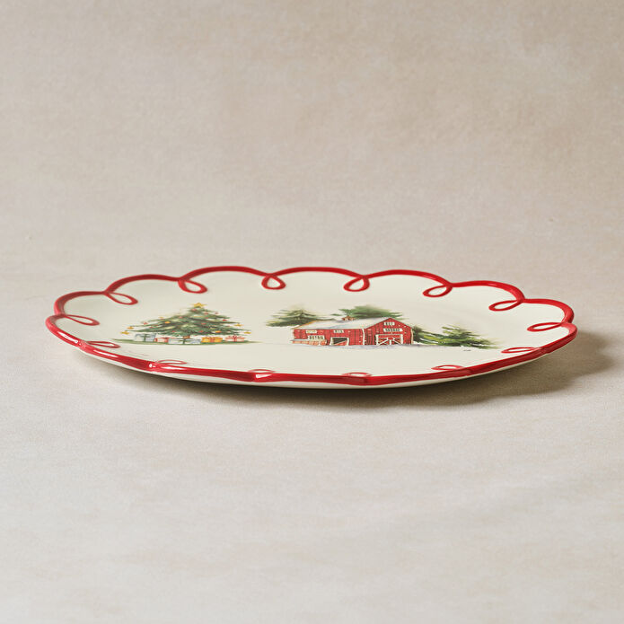 Karaca New Year Yılbaşı Cottage Kayık Tabak 30,5 cm