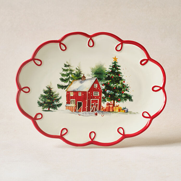 Karaca New Year Yılbaşı Cottage Kayık tabak 25,5 cm