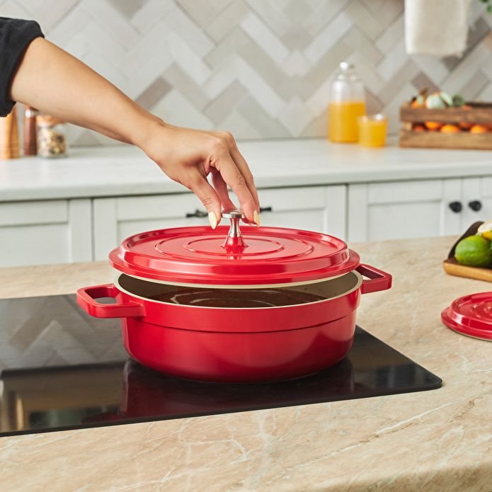 Karaca Swiss Crystal Neocast 7 Parça Döküm Tencere Seti Kırmızı
