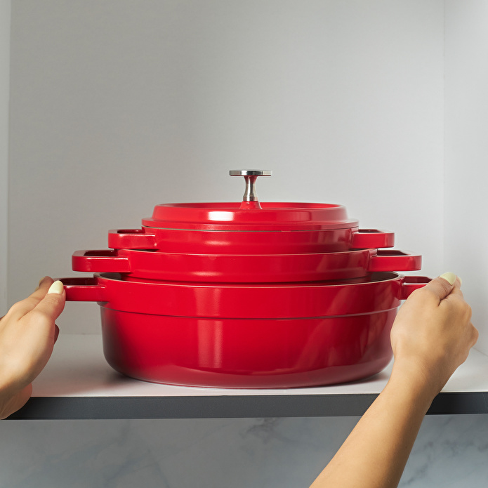 Karaca Swiss Crystal Neocast 7 Parça Döküm Tencere Seti Kırmızı