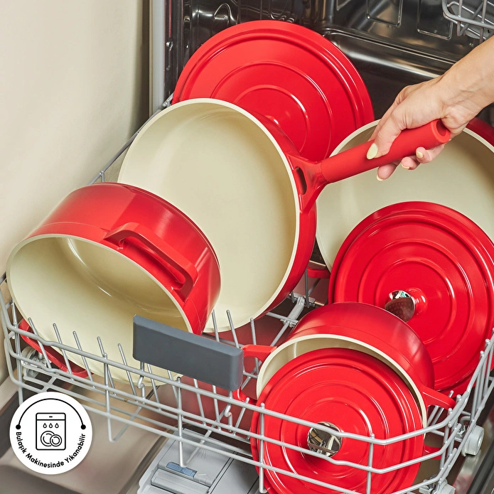 Karaca Swiss Crystal Neocast 7 Parça Döküm Tencere ve Tava Seti Kırmızı