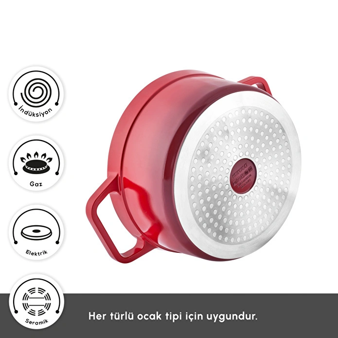 Karaca Swiss Crystal Neocast 7 Parça Döküm Tencere ve Tava Seti Kırmızı