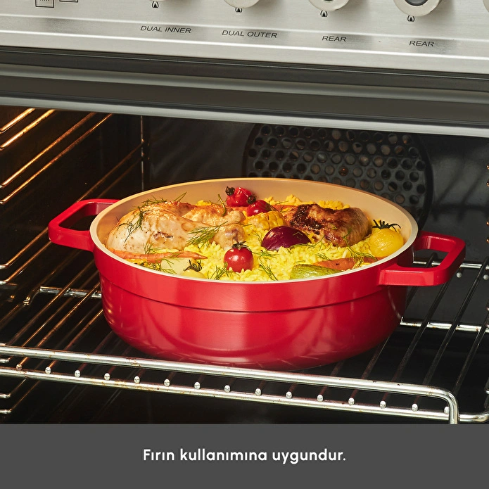 Karaca Swiss Crystal Neocast 7 Parça Döküm Tencere ve Tava Seti Kırmızı