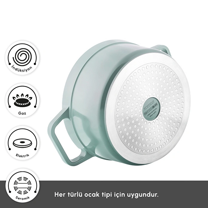 Karaca Swiss Crystal Neocast 7 Parça Döküm Tencere ve Tava Seti Yeşil