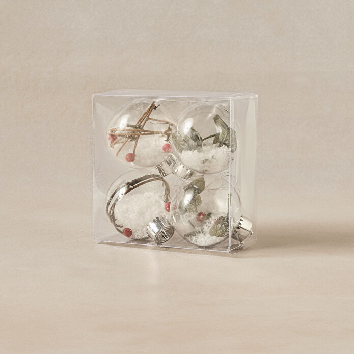 Karaca Home New Year Yılbaşı Flower 4lü Set Top Ağaç Süsü 8 cm