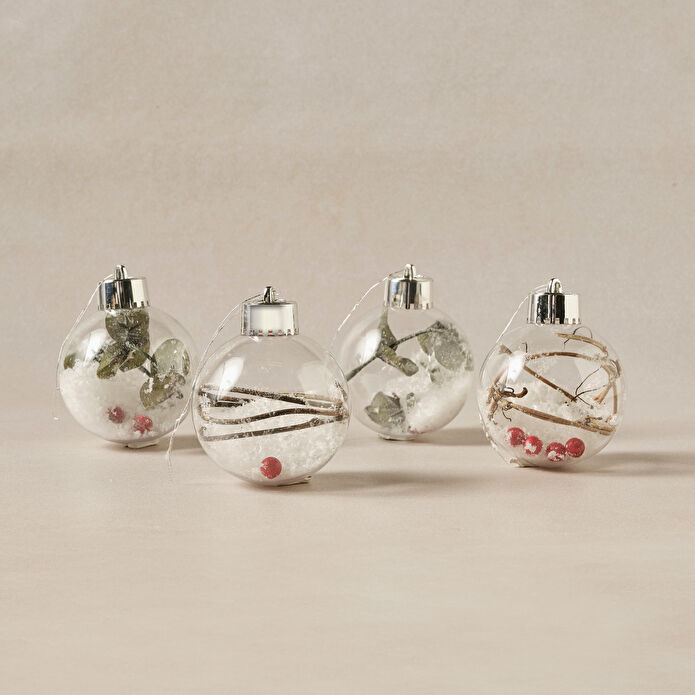 Karaca Home New Year Yılbaşı Flower 4lü Set Top Ağaç Süsü 8 cm