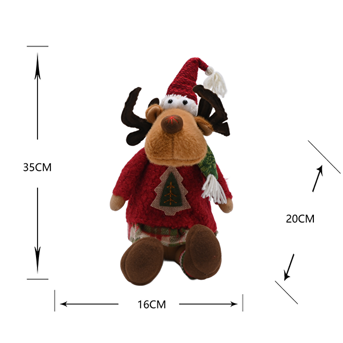 Karaca Home New Year Yılbaşı Henry Reindeer Peluş Obje 16x20x35 cm