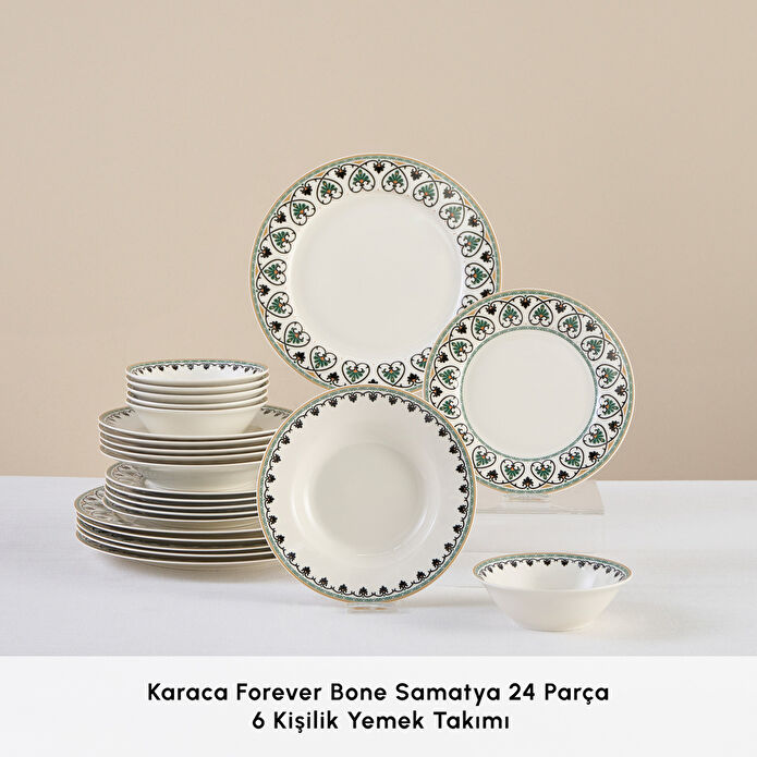 Karaca Forever Bone Samatya 24 Parça 6 Kişilik Yemek Takımı