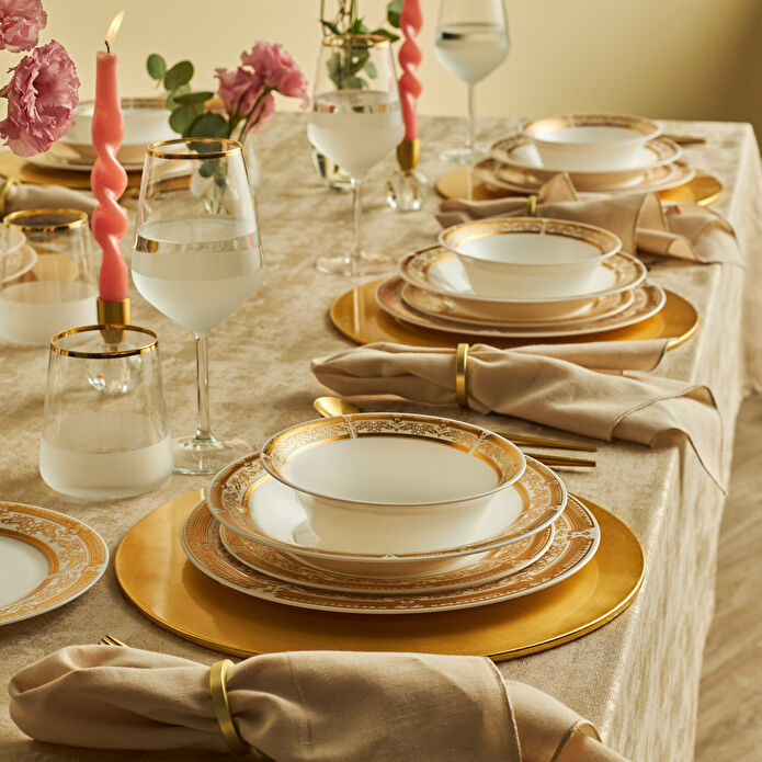 Karaca Forever Bone Goldenia 24 Parça 6 Kişilik Yemek Takımı