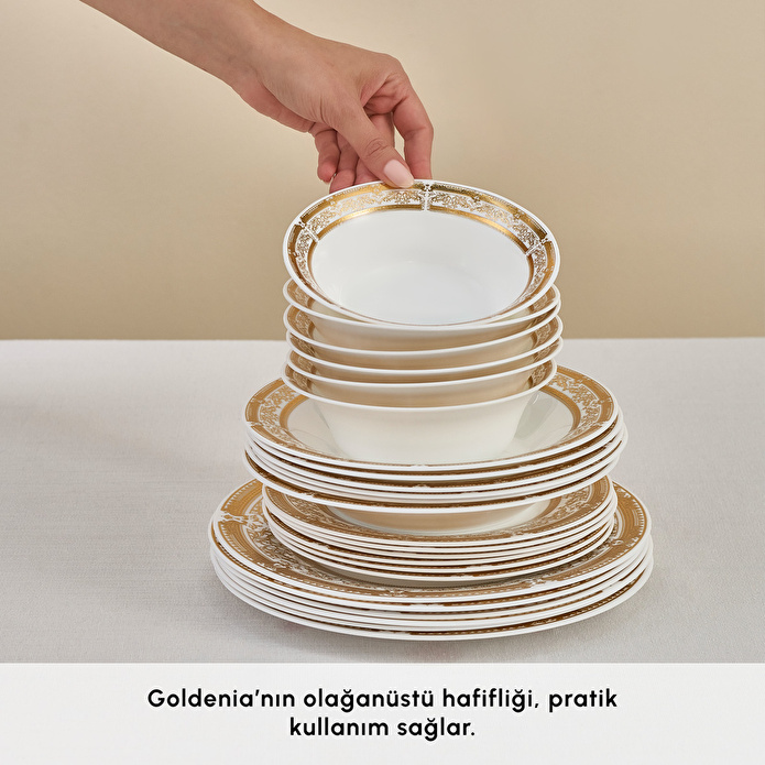 Karaca Goldenia Opal Cam 24 Parça 6 Kişilik Yemek Takımı
