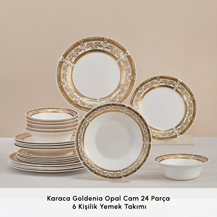 Karaca Goldenia Opal Cam 24 Parça 6 Kişilik Yemek Takımı