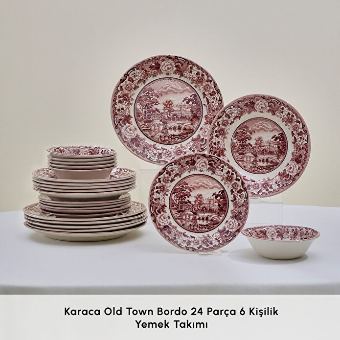 Karaca Old Town 24 Parça 6 Kişilik Yemek Takımı Bordo