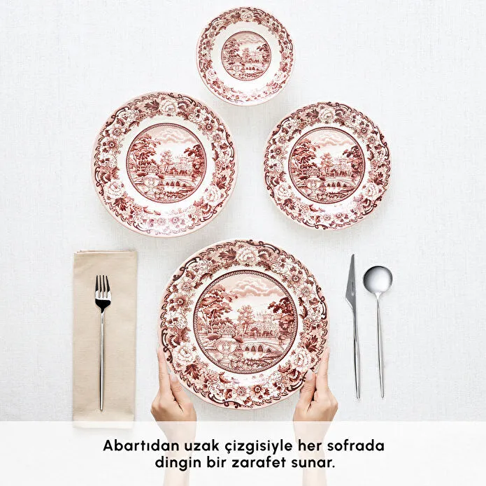 Karaca Old Town 24 Parça 6 Kişilik Yemek Takımı Bordo