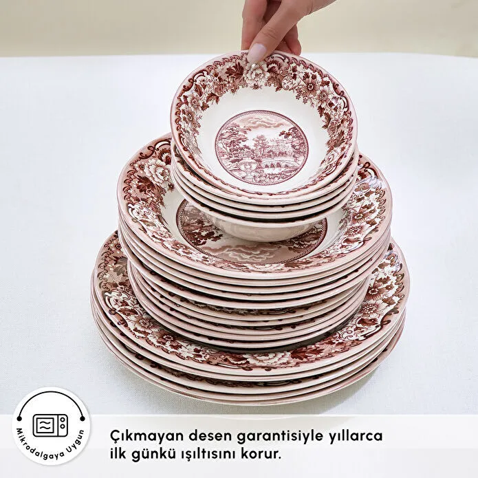 Karaca Old Town 24 Parça 6 Kişilik Yemek Takımı Bordo