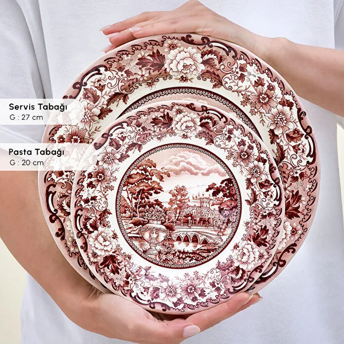 Karaca Old Town 24 Parça 6 Kişilik Yemek Takımı Bordo