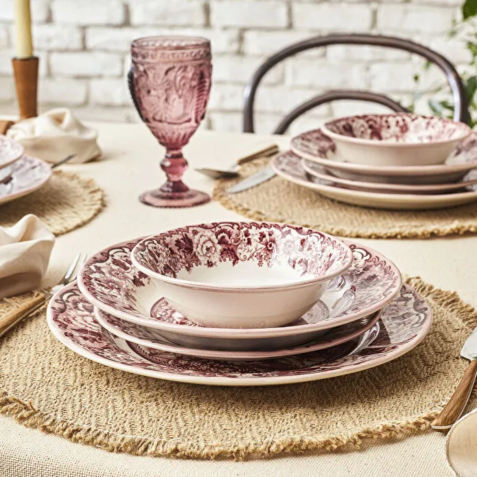 Karaca Old Town 24 Parça 6 Kişilik Yemek Takımı Bordo