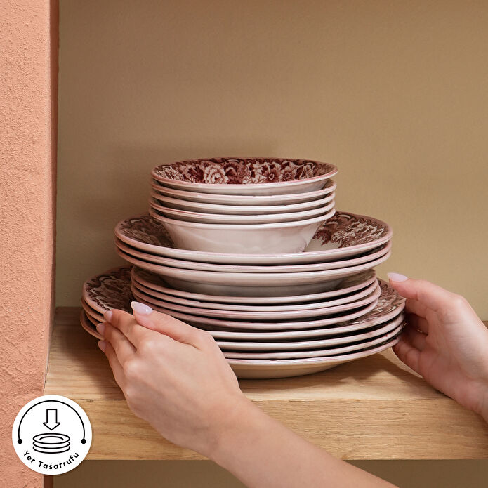 Karaca Old Town 24 Parça 6 Kişilik Yemek Takımı Bordo