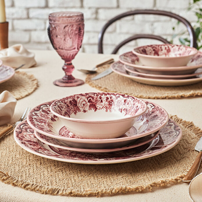 Karaca Old Town 24 Parça 6 Kişilik Yemek Takımı Bordo