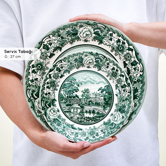 Karaca Old Town 24 Parça 6 Kişilik Yemek Takımı Yeşil