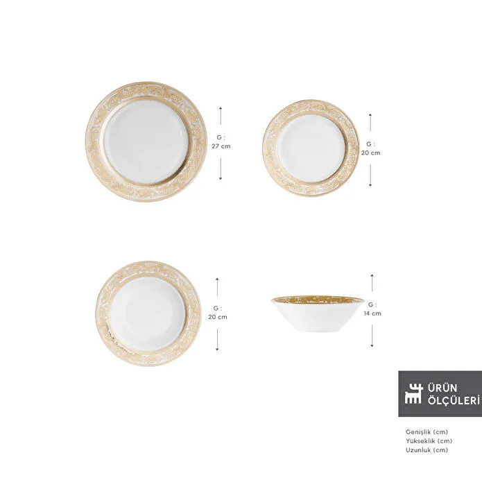Karaca Elegance Bone Isola 24 Parça 6 Kişilik Yemek Takımı