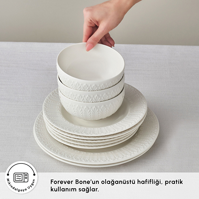 Karaca Forever Bone Luma 24 Parça 6 Kişilik Yemek Takımı