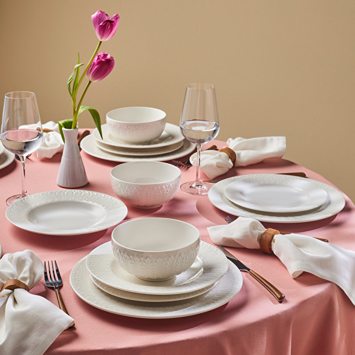 Karaca Forever Bone Luma 24 Parça 6 Kişilik Yemek Takımı