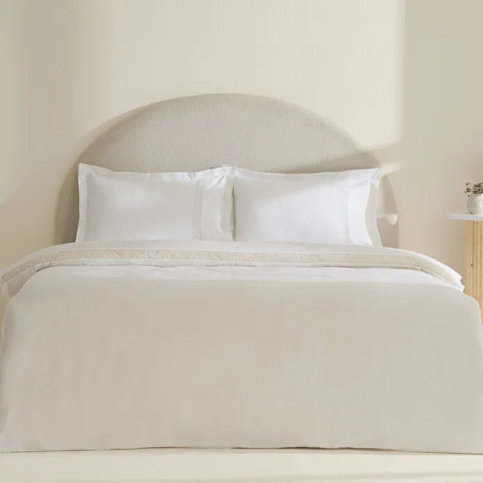 Karaca Home Lumi 80 Tel %100 Pamuk Saten Güpürlü Çift Kişilik Nevresim Takımı Beyaz