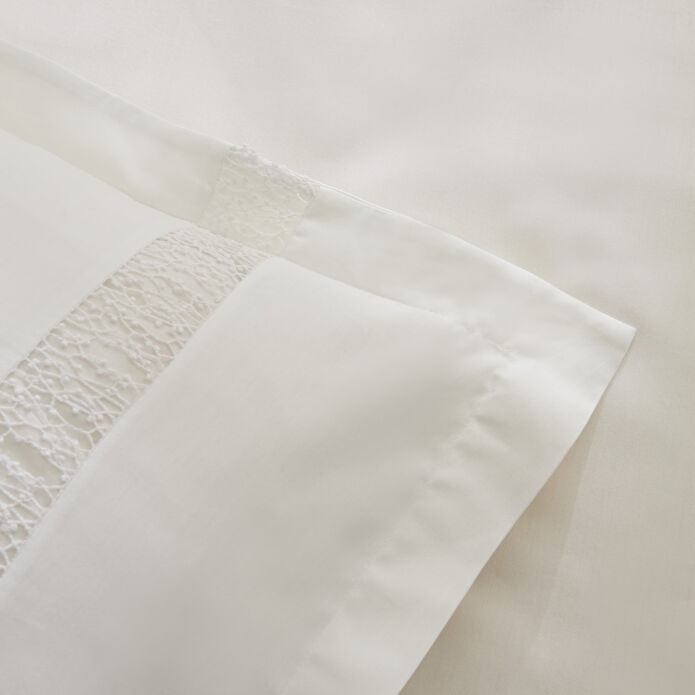 Karaca Home Lumi 80 Tel %100 Pamuk Saten Güpürlü Çift Kişilik Nevresim Takımı Beyaz
