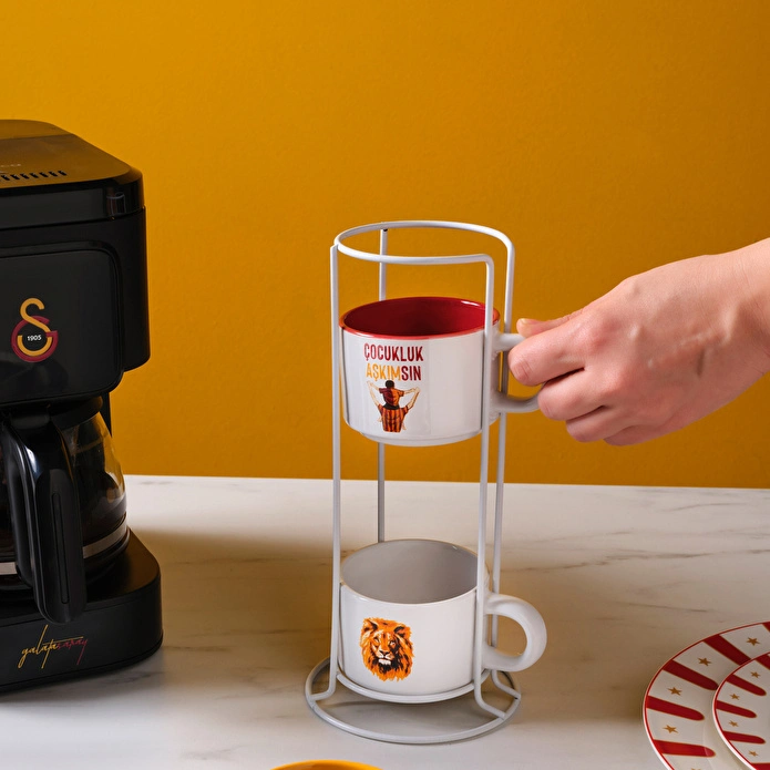 Karaca x Galatasaray Lisanslı 4 Kişilik Standlı Çay Fincan Takımı 180 ml