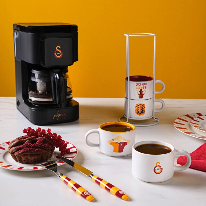 Karaca x Galatasaray Lisanslı 4 Kişilik Standlı Çay Fincan Takımı 180 ml