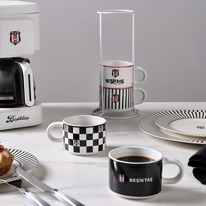 Karaca x Beşiktaş 4 Kişilik Standlı Çay Fincan Takımı 180 ml