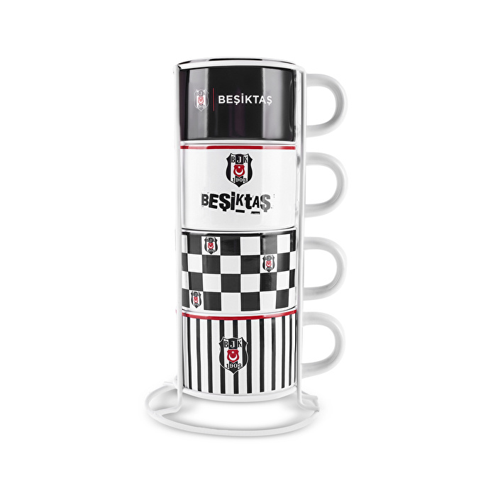 Karaca x Beşiktaş 4 Kişilik Standlı Çay Fincan Takımı 180 ml