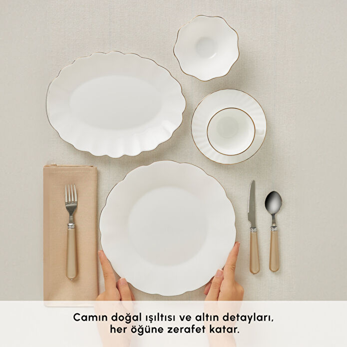 Karaca Florina Gold Opal Cam 26 Parça 6 Kişilik Kahvaltı Takımı