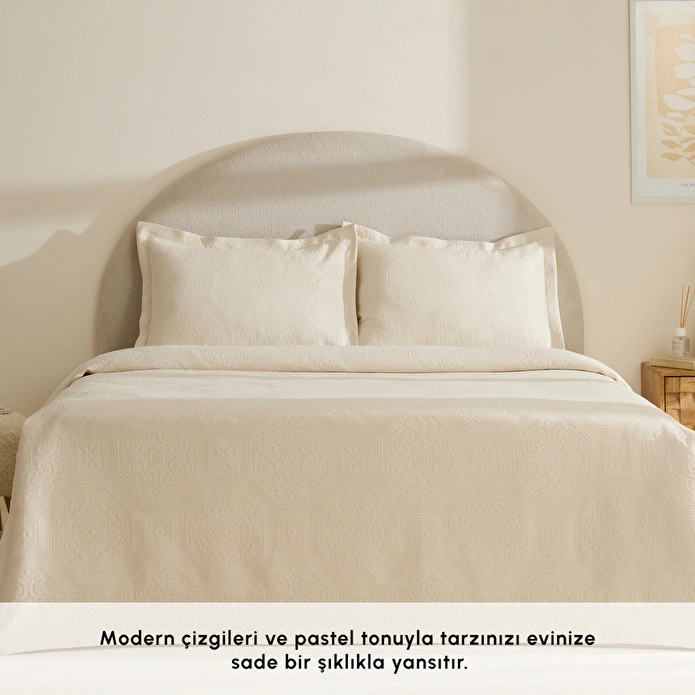 Karaca Home Oriana Çift Kişilik Yatak Örtüsü Takımı Natural