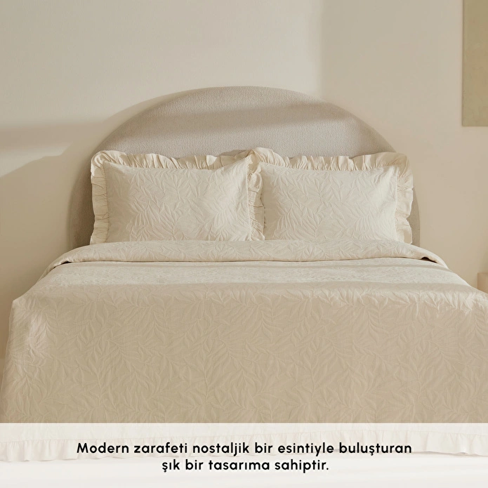 Karaca Home Branley Fırfırlı Çift Kişilik Yatak Örtüsü Takımı Natural