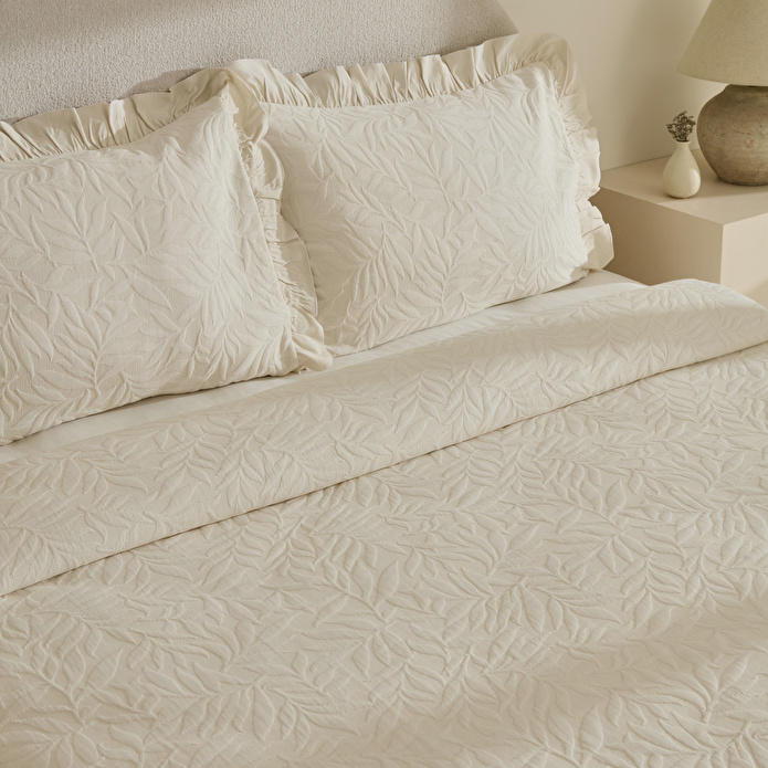 Karaca Home Branley Fırfırlı Çift Kişilik Yatak Örtüsü Takımı Natural