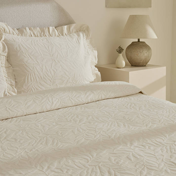 Karaca Home Branley Fırfırlı Çift Kişilik Yatak Örtüsü Takımı Natural