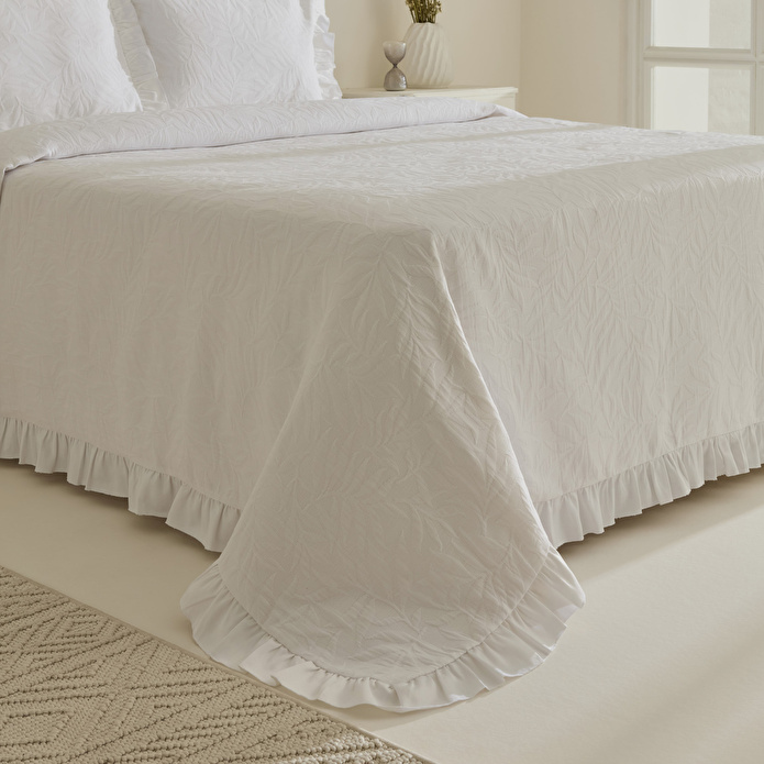 Karaca Home Branley Fırfırlı Tek Kişilik Yatak Örtüsü Takımı Beyaz