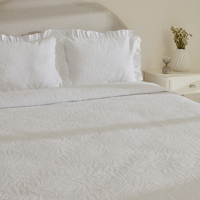 Karaca Home Branley Fırfırlı Tek Kişilik Yatak Örtüsü Takımı Beyaz