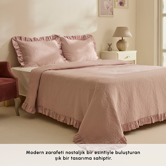 Karaca Home Branley Fırfırlı Tek Kişilik Yatak Örtüsü Takımı Pudra